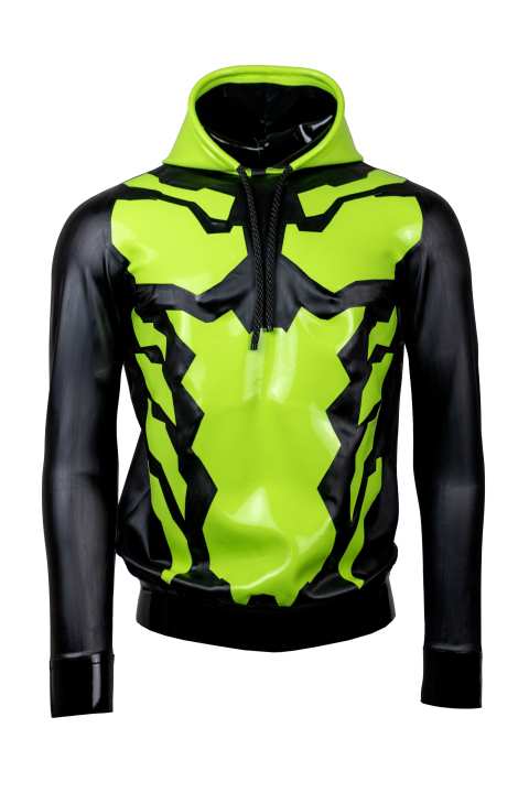 Latex Hoodie TACTICAL Gamer Laser Edition schwarz lime green